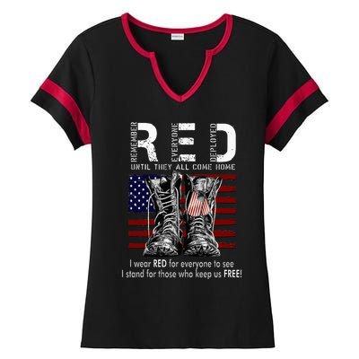 R.E.D Friday Military Remember Everyone Deployed Ladies Halftime Notch Neck Tee