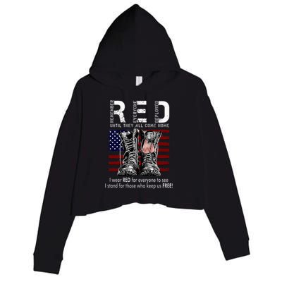 R.E.D Friday Military Remember Everyone Deployed Crop Fleece Hoodie