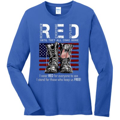 R.E.D Friday Military Remember Everyone Deployed Ladies Long Sleeve Shirt