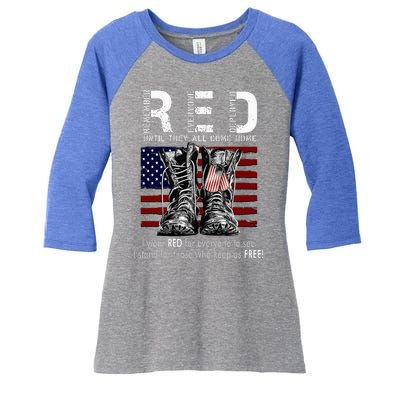 R.E.D Friday Military Remember Everyone Deployed Women's Tri-Blend 3/4-Sleeve Raglan Shirt