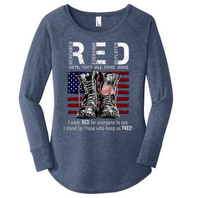 R.E.D Friday Military Remember Everyone Deployed Women's Perfect Tri Tunic Long Sleeve Shirt