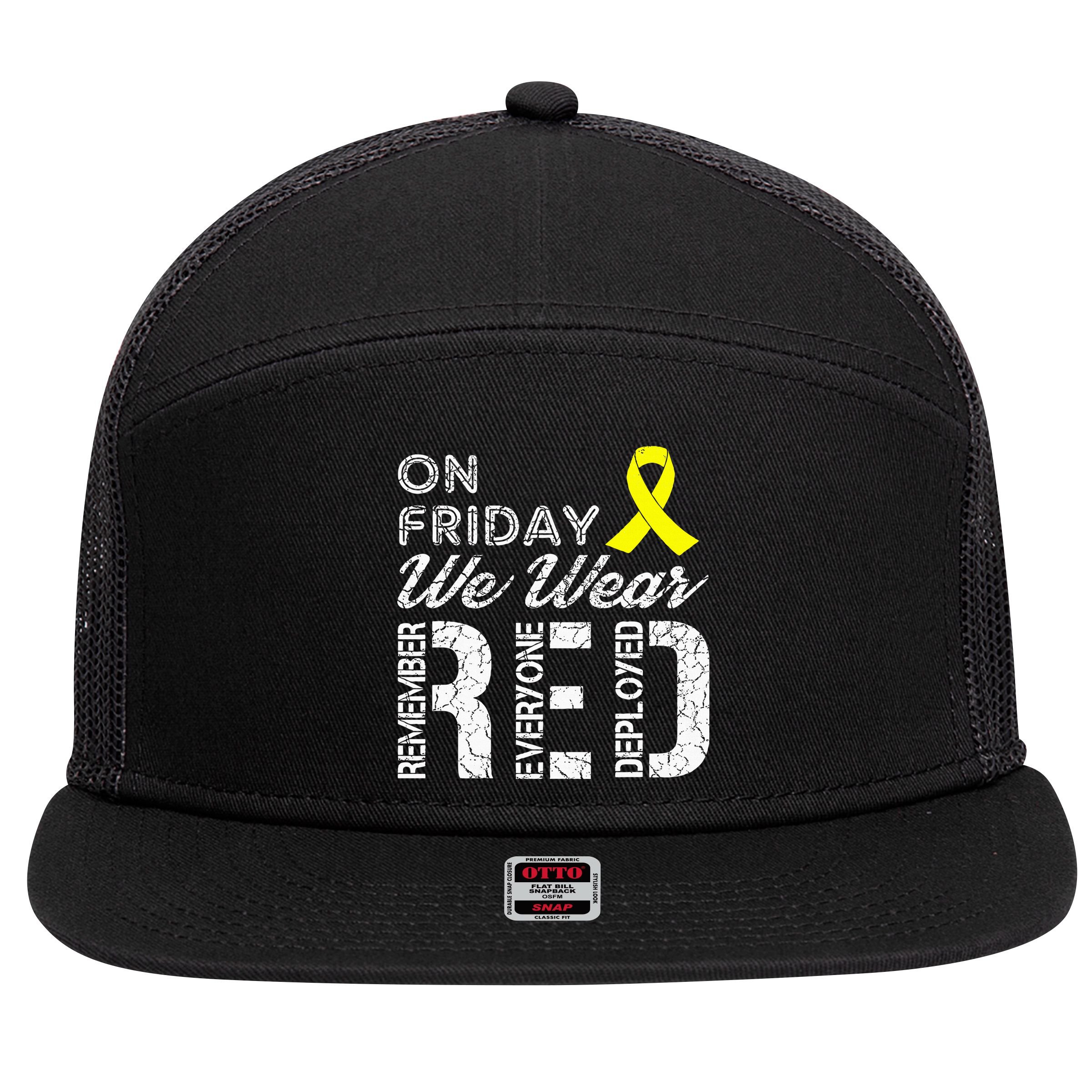 Red Friday Military R.E.D. On Friday We Wear Red 7 Panel Mesh Trucker Snapback Hat