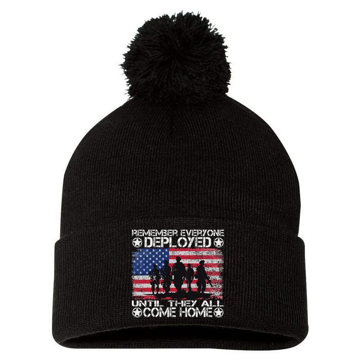 Red Friday Military Remember Everyone Deployed Pom Pom 12in Knit Beanie