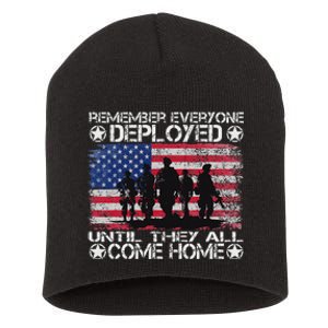 Red Friday Military Remember Everyone Deployed Short Acrylic Beanie