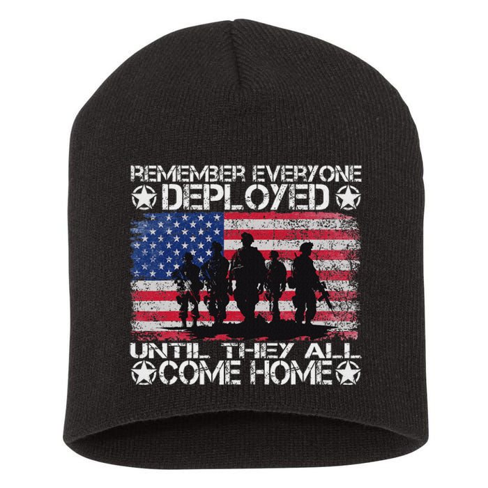 Red Friday Military Remember Everyone Deployed Short Acrylic Beanie