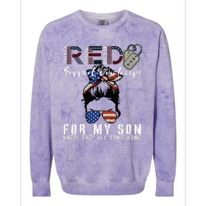 Red Friday Military I Wear Red For My Son Remember Everyone Colorblast Crewneck Sweatshirt