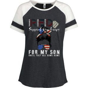 Red Friday Military I Wear Red For My Son Remember Everyone Enza Ladies Jersey Colorblock Tee