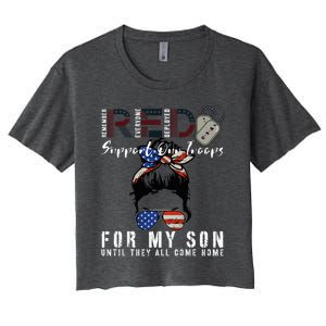 Red Friday Military I Wear Red For My Son Remember Everyone Women's Crop Top Tee