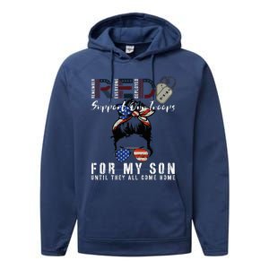 Red Friday Military I Wear Red For My Son Remember Everyone Performance Fleece Hoodie