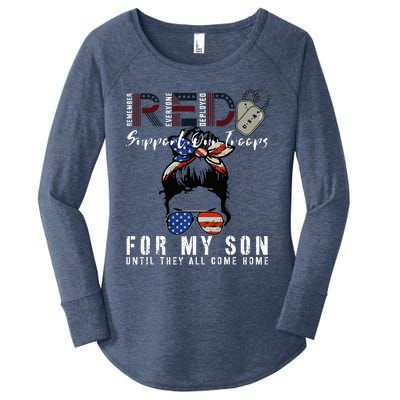 Red Friday Military I Wear Red For My Son Remember Everyone Women's Perfect Tri Tunic Long Sleeve Shirt