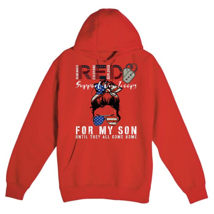 Red Friday Military I Wear Red For My Son Remember Everyone Premium Pullover Hoodie