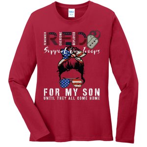 Red Friday Military I Wear Red For My Son Remember Everyone Ladies Long Sleeve Shirt