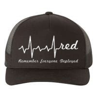 RED Friday Military Remember Everyone Deployed Heartbeat Yupoong Adult 5-Panel Trucker Hat