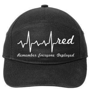 RED Friday Military Remember Everyone Deployed Heartbeat 7-Panel Snapback Hat