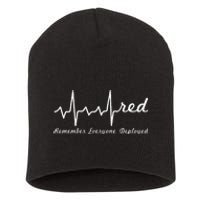 RED Friday Military Remember Everyone Deployed Heartbeat Short Acrylic Beanie