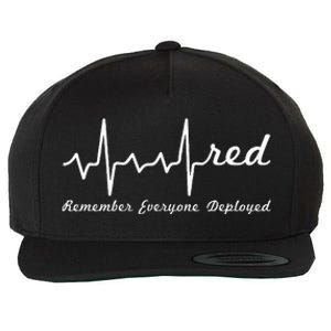 RED Friday Military Remember Everyone Deployed Heartbeat Wool Snapback Cap