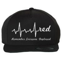 RED Friday Military Remember Everyone Deployed Heartbeat Wool Snapback Cap