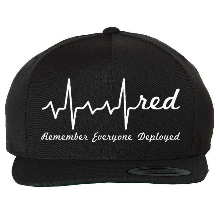 RED Friday Military Remember Everyone Deployed Heartbeat Wool Snapback Cap