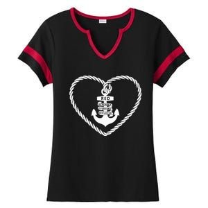 RED Friday Military Remember Everyone Deployed Heart Anchor Ladies Halftime Notch Neck Tee