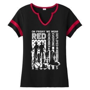 Red Friday Military Shirt On Friday We Wear Red Veteran Gift Ladies Halftime Notch Neck Tee