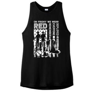 Red Friday Military Shirt On Friday We Wear Red Veteran Gift Ladies PosiCharge Tri-Blend Wicking Tank