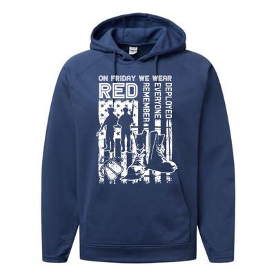 Red Friday Military Shirt On Friday We Wear Red Veteran Gift Performance Fleece Hoodie