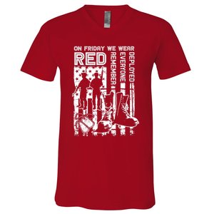 Red Friday Military Shirt On Friday We Wear Red Veteran Gift V-Neck T-Shirt