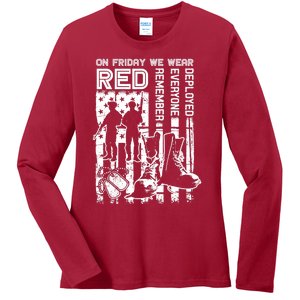 Red Friday Military Shirt On Friday We Wear Red Veteran Gift Ladies Long Sleeve Shirt