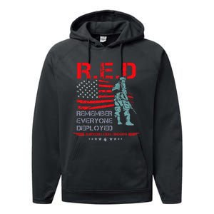 Red Friday Military  Remember Everyone Deployed Performance Fleece Hoodie