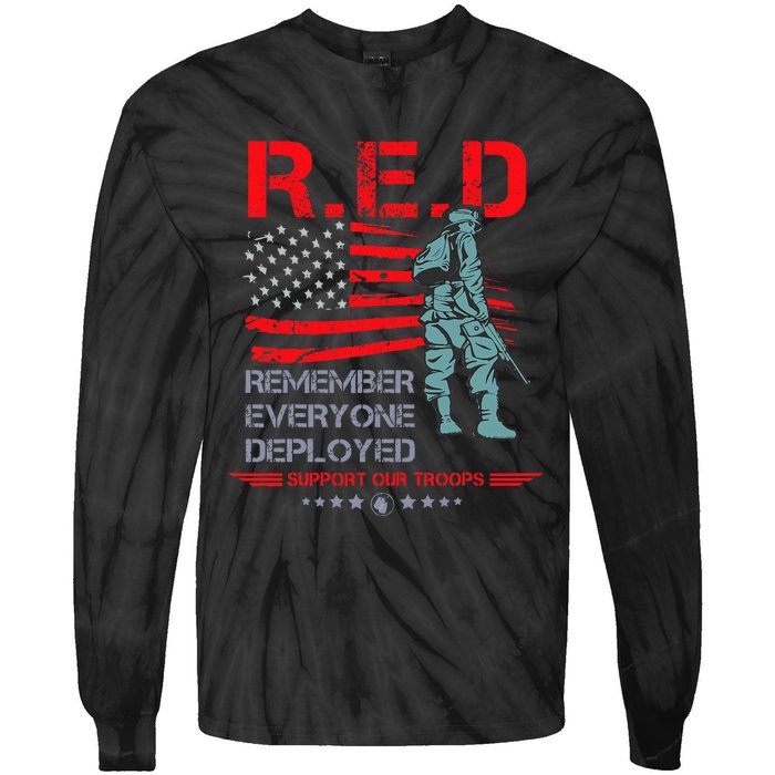 Red Friday Military  Remember Everyone Deployed Tie-Dye Long Sleeve Shirt