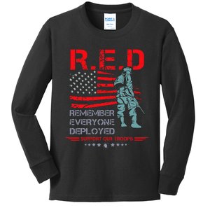 Red Friday Military  Remember Everyone Deployed Kids Long Sleeve Shirt