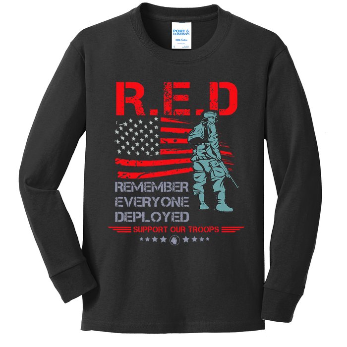 Red Friday Military  Remember Everyone Deployed Kids Long Sleeve Shirt