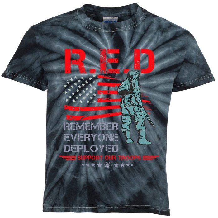 Red Friday Military  Remember Everyone Deployed Kids Tie-Dye T-Shirt