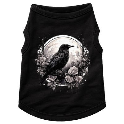 Raven Full Moon Gothic Witchy Crow Roses Mystical Doggie Tank