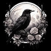 Raven Full Moon Gothic Witchy Crow Roses Mystical Cooling Performance Crew T-Shirt