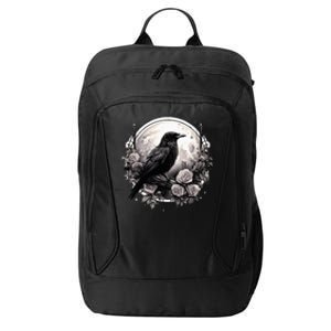 Raven Full Moon Gothic Witchy Crow Roses Mystical City Backpack