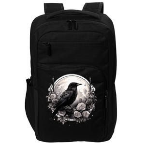 Raven Full Moon Gothic Witchy Crow Roses Mystical Impact Tech Backpack