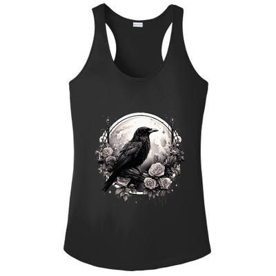 Raven Full Moon Gothic Witchy Crow Roses Mystical Ladies PosiCharge Competitor Racerback Tank