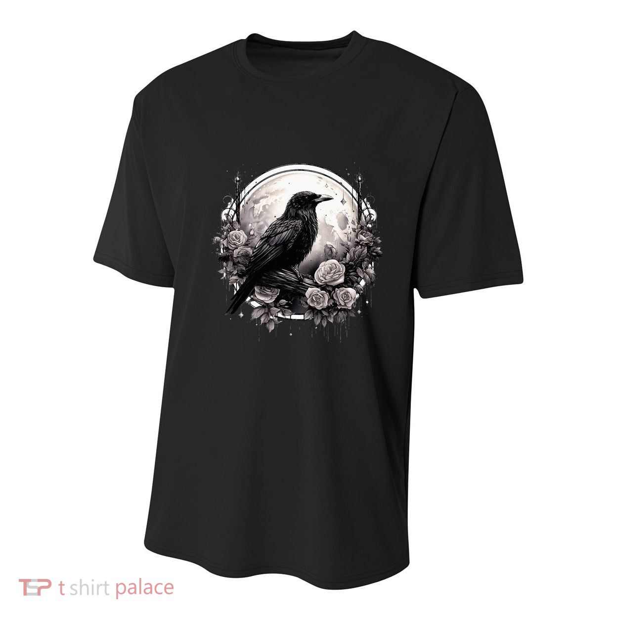 Raven Full Moon Gothic Witchy Crow Roses Mystical Youth Performance Sprint T-Shirt