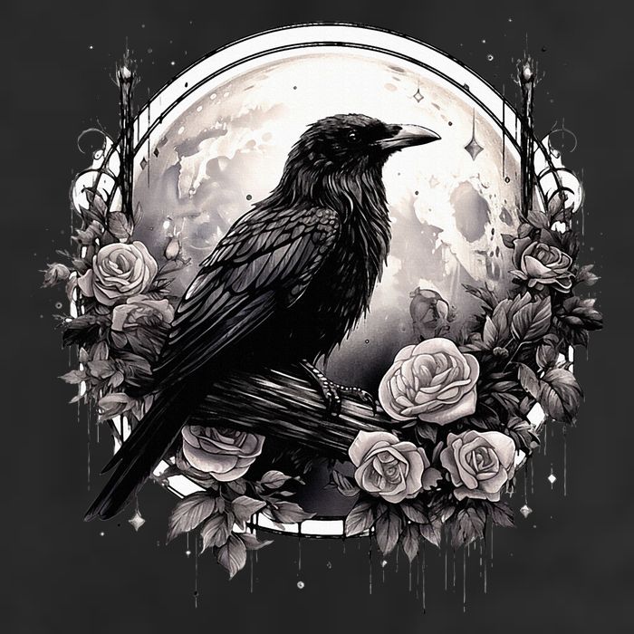 Raven Full Moon Gothic Witchy Crow Roses Mystical Microfiber Hand Towel