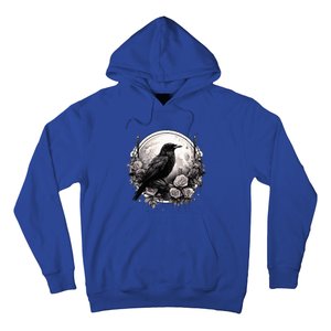 Raven Full Moon Gothic Witchy Crow Roses Mystical Hoodie