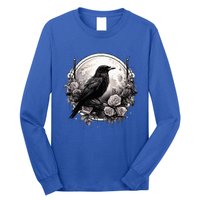 Raven Full Moon Gothic Witchy Crow Roses Mystical Long Sleeve Shirt