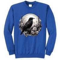 Raven Full Moon Gothic Witchy Crow Roses Mystical Sweatshirt