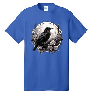 Raven Full Moon Gothic Witchy Crow Roses Mystical Tall T-Shirt