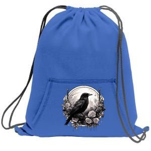 Raven Full Moon Gothic Witchy Crow Roses Mystical Sweatshirt Cinch Pack Bag