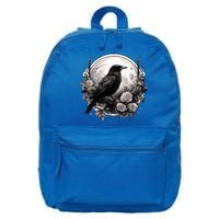 Raven Full Moon Gothic Witchy Crow Roses Mystical 16 in Basic Backpack