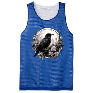 Raven Full Moon Gothic Witchy Crow Roses Mystical Mesh Reversible Basketball Jersey Tank