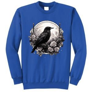 Raven Full Moon Gothic Witchy Crow Roses Mystical Tall Sweatshirt