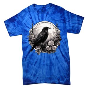 Raven Full Moon Gothic Witchy Crow Roses Mystical Tie-Dye T-Shirt