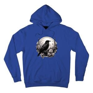 Raven Full Moon Gothic Witchy Crow Roses Mystical Tall Hoodie